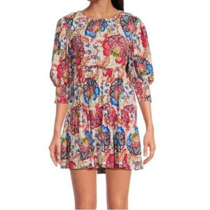Misa LA Contemporary Floral Tie Back Mini Dress Size XL NWT